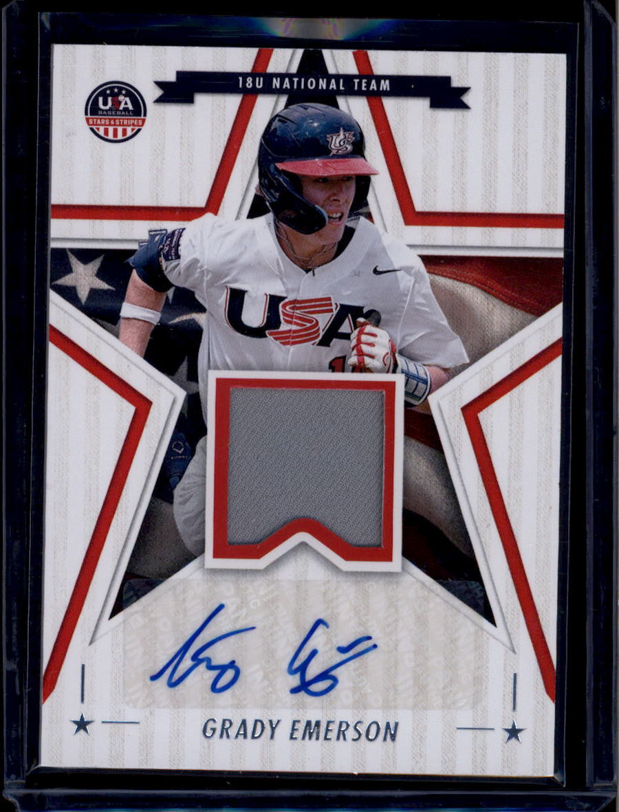 SOLD 184404 2025 USA Stars and Stripes Signature Materials Grady Emerson Rookie Jersey Auto