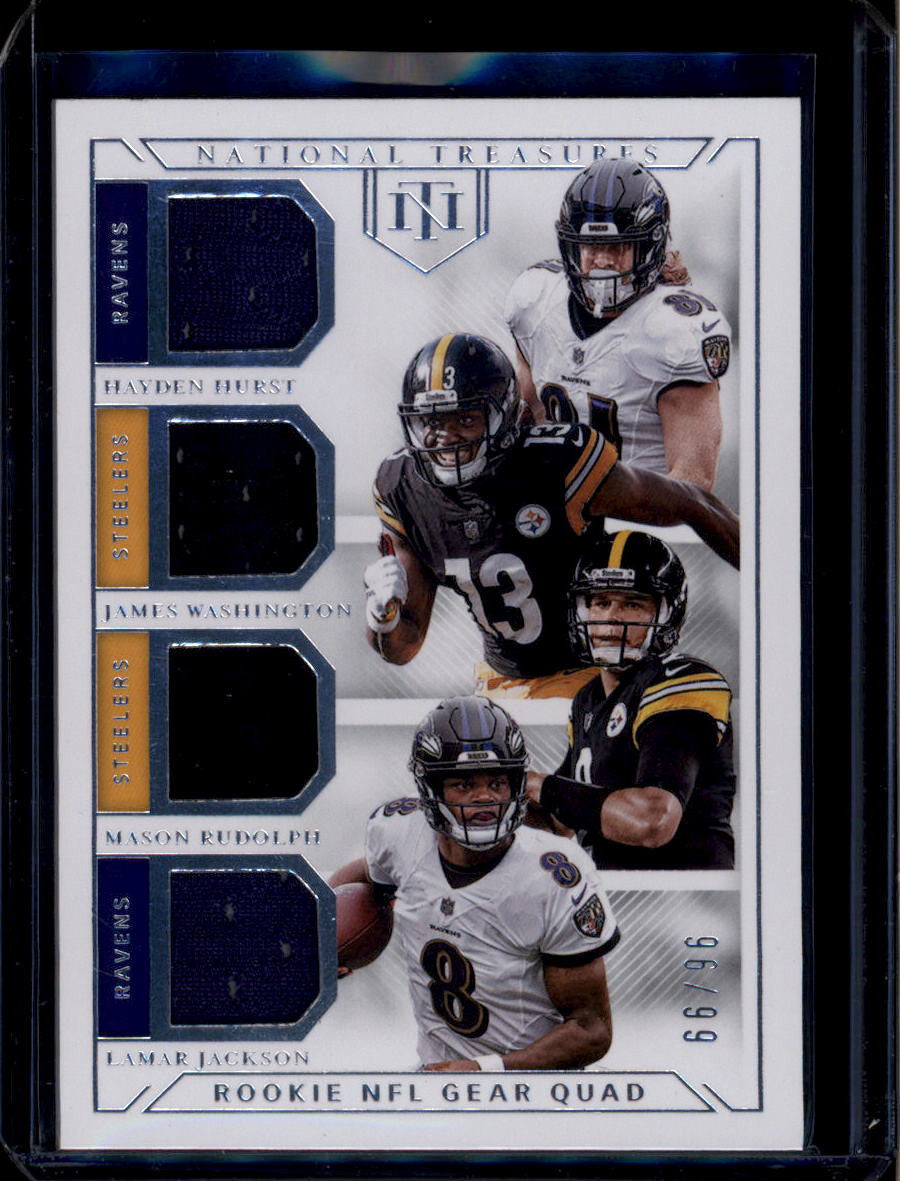 2018 National Treasures Washington Rudolph Hurst Lamar Jackson RC Jersey 96/99