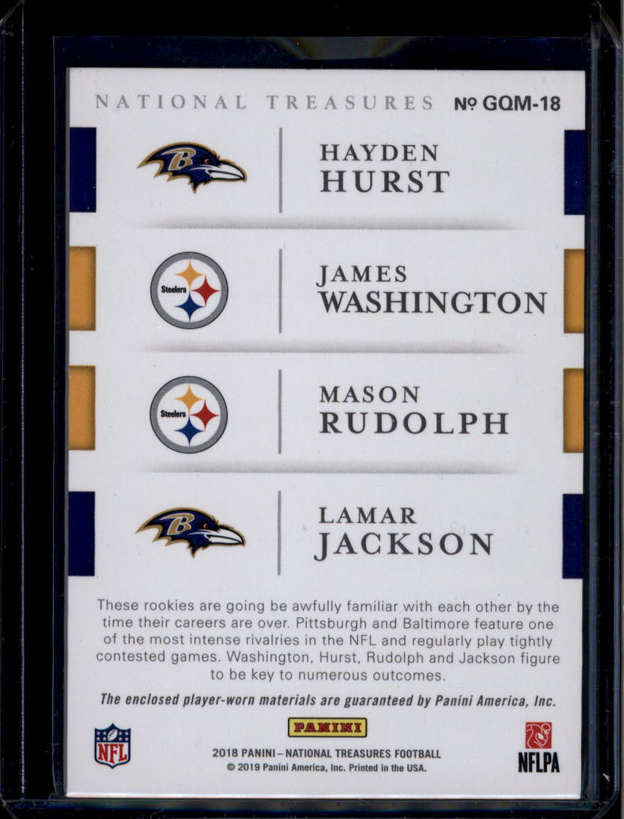 2018 National Treasures Washington Rudolph Hurst Lamar Jackson RC Jersey 96/99