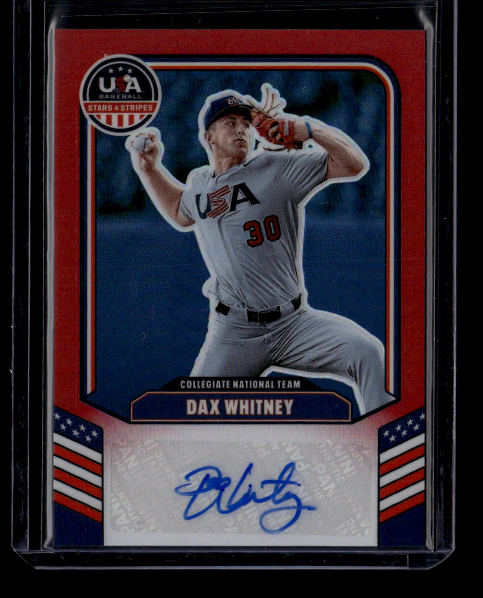 SOLD 184409 2026 USA Stars and Stripes Prizm National Team Red Dax Whitney RC Auto 95/99