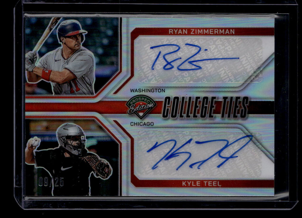 SOLD 184413 2025 Panini Prospect College Ties Autograph Zimmerman Kyle Teel RC Dual Auto /25