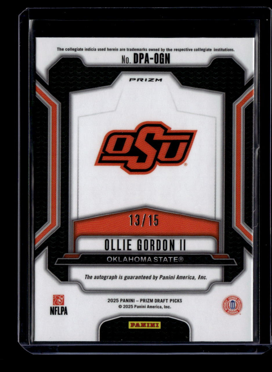 2025 Panini Prizm Draft Picks Autographs Gold Shimmer Ollie Gordon RC Auto 13/15