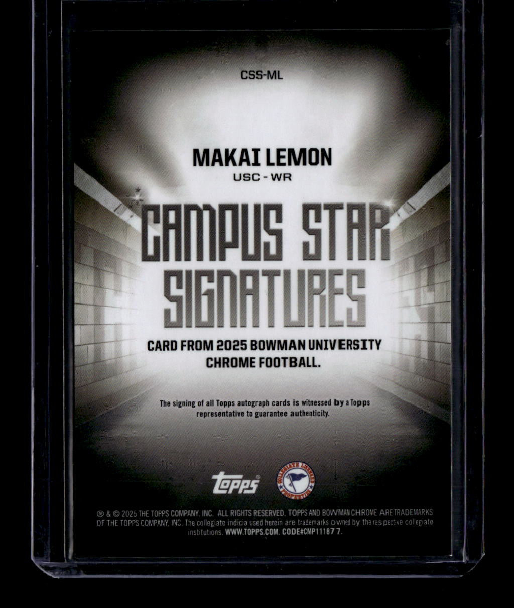 SOLD 184421 2025 Bowman Chrome U Campus Star Signatures Refractor Makai Lemon RC Auto