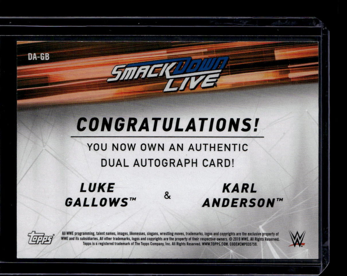 2019 Topps WWE SmackDown Live Autographs Anderson Gallows Dual Auto 21/25