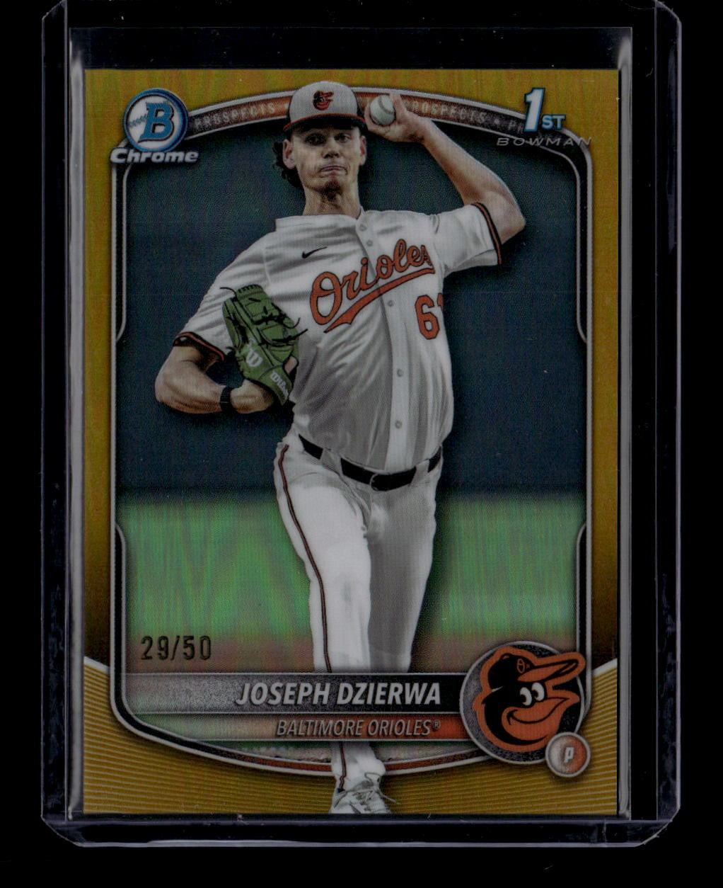 SOLD 184427 2025 Bowman Chrome Draft Gold Refractor bdc186 Joseph Dzierwa Rookie 29/50