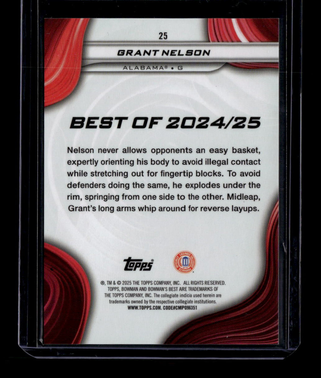 2024-25 Bowman's Best University Red Refractor 25 Grant Nelson Rookie 5/5