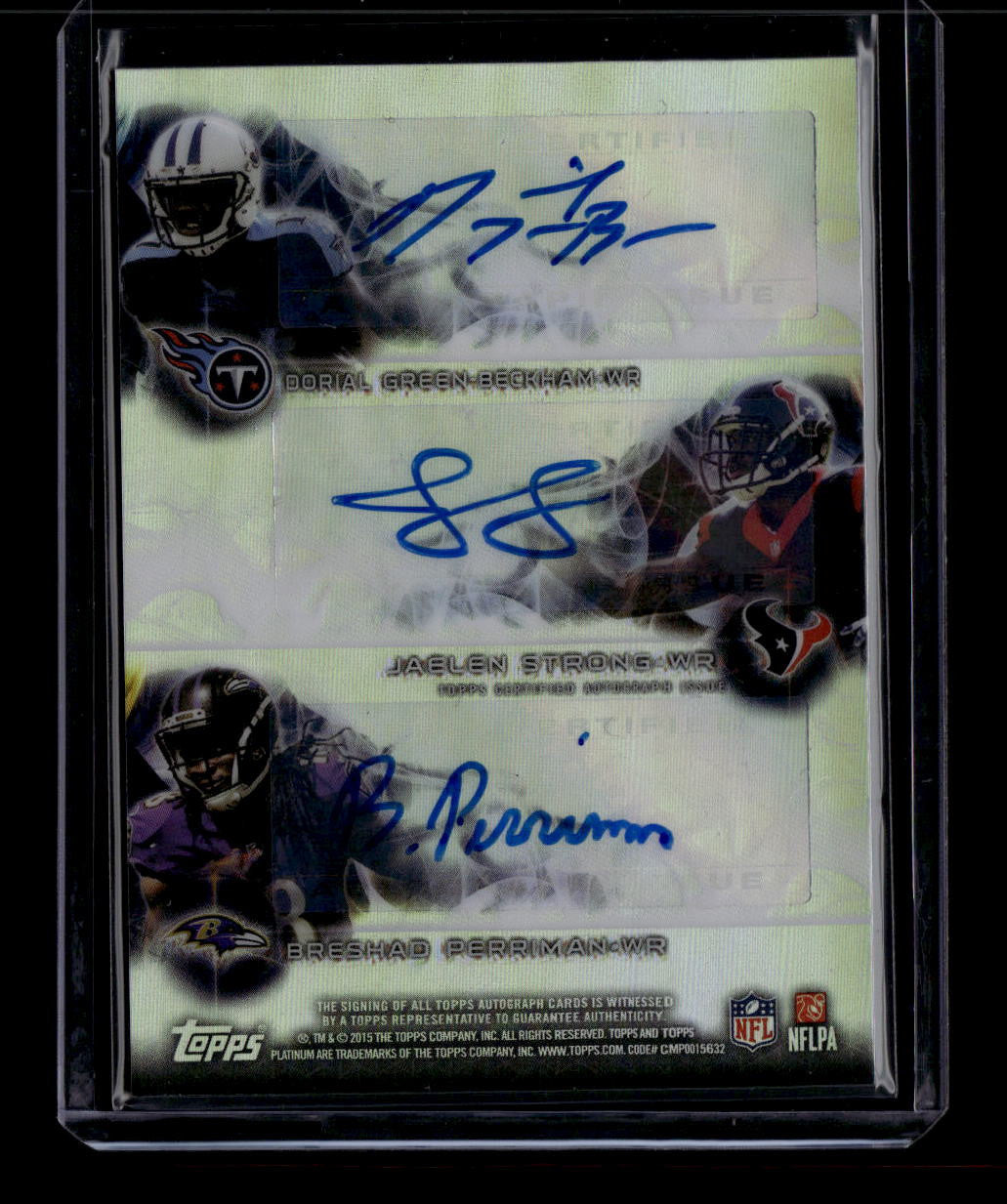 2015 Topps Platinum Hexagraph Perriman Strong Parker White Cooper RC 6 Auto 6/10