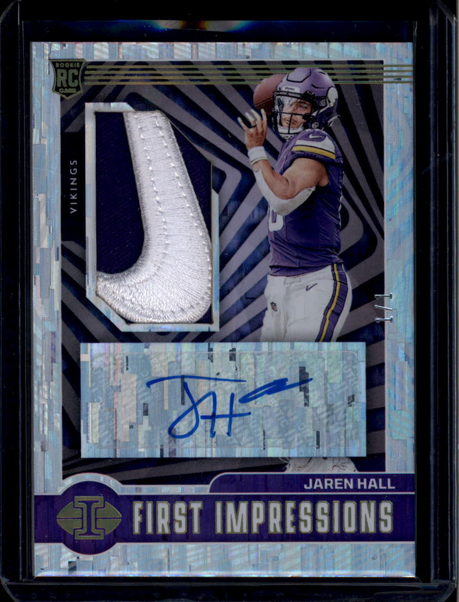 SOLD 184436 2023 Panini Illusions Purple 116 Jaren Hall Rookie Nike Logo Patch Auto 1/1