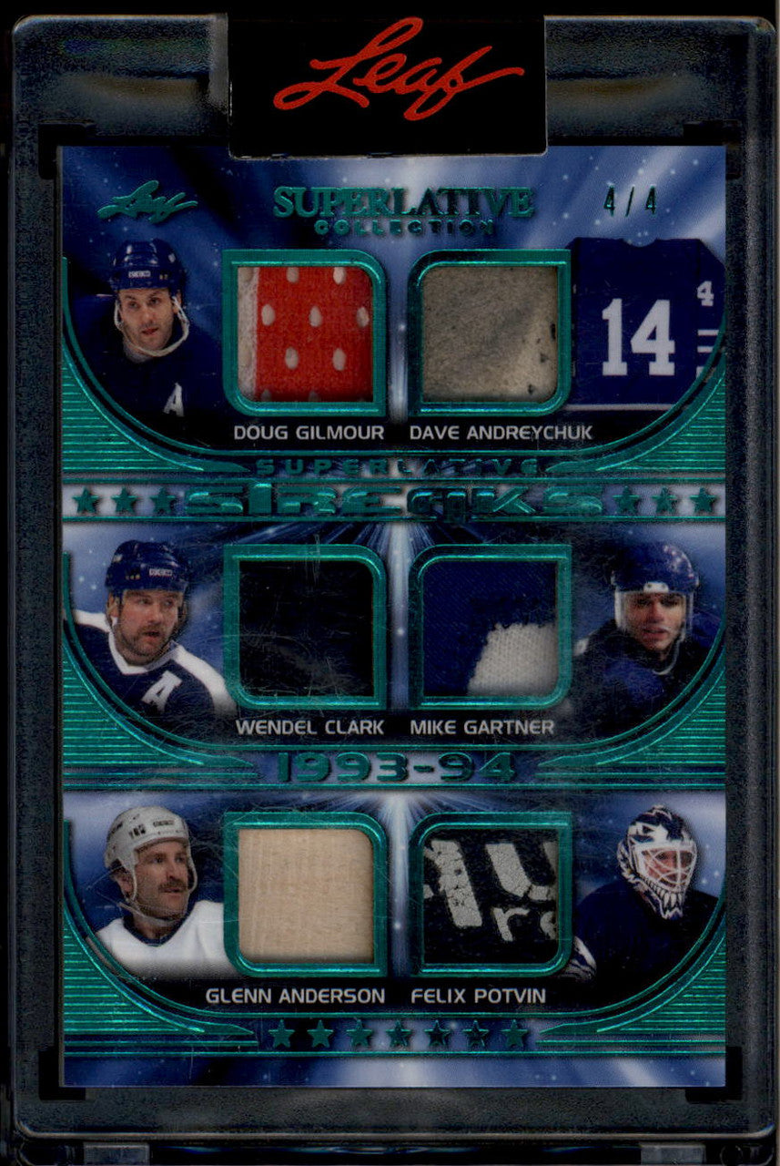 SOLD 184437 2020-21 Leaf Superlative Streak Anderson Clark Gartner Potvin Gilmour 6 Patch /4