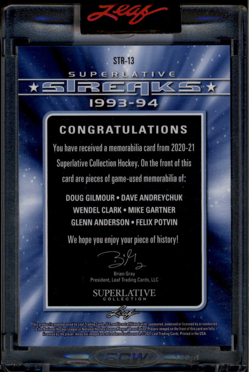 SOLD 184437 2020-21 Leaf Superlative Streak Anderson Clark Gartner Potvin Gilmour 6 Patch /4