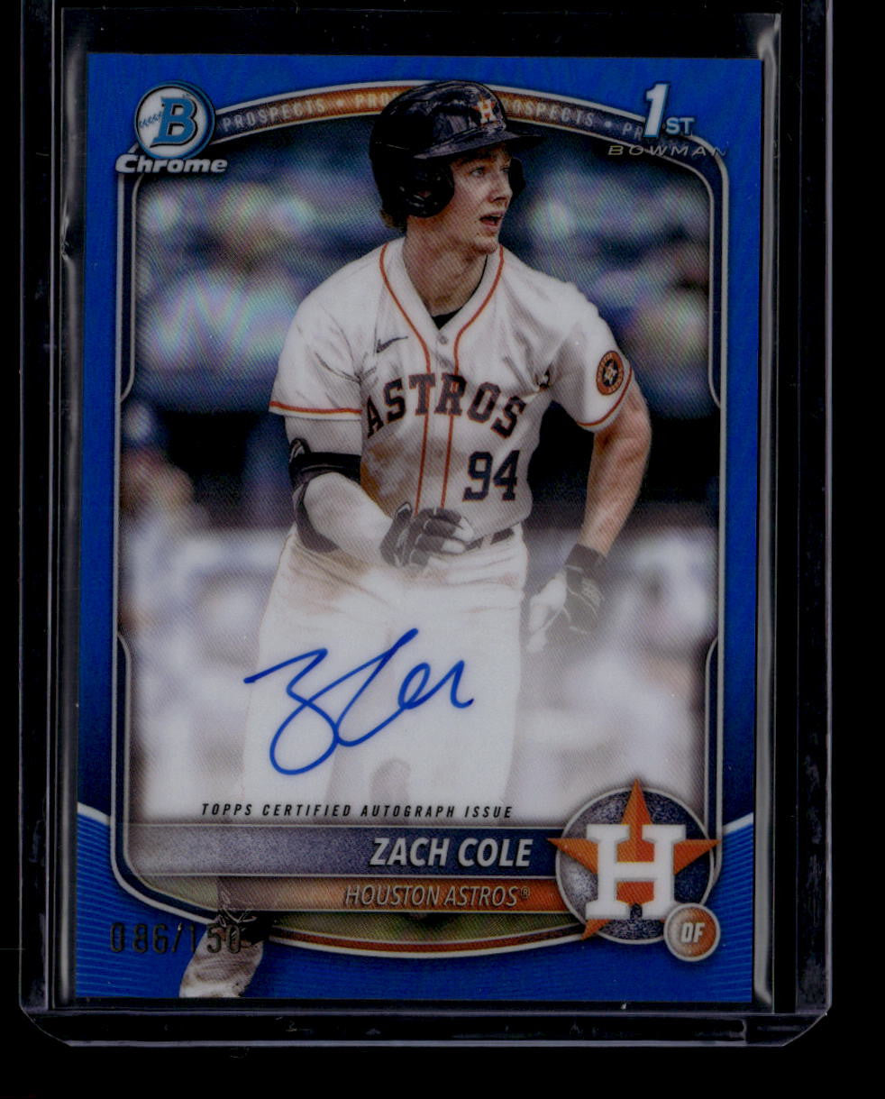 2025 Bowman Chrome Autographs Blue Refractor CPAZC Zach Cole Rookie Auto 86/150
