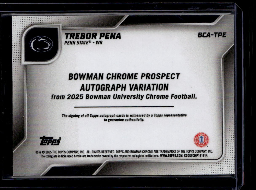 2025 Bowman Chrome U Autographs Black Shimmer Refractor Trebor Pena RC Auto 5/10