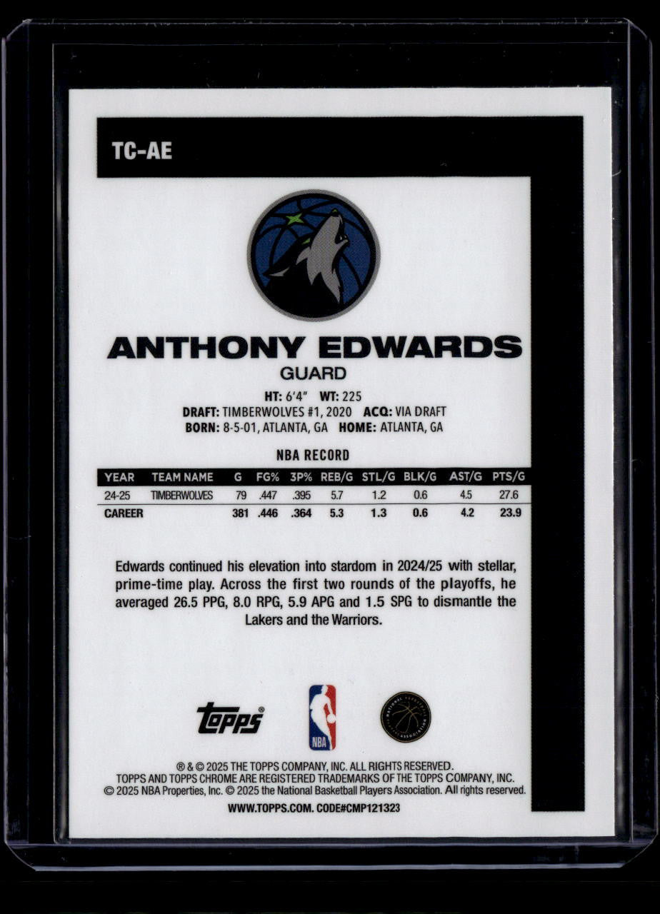 2025-26 Topps '80-81 Silver Pack Chrome Blue Mojo Refractor Anthony Edwards /150