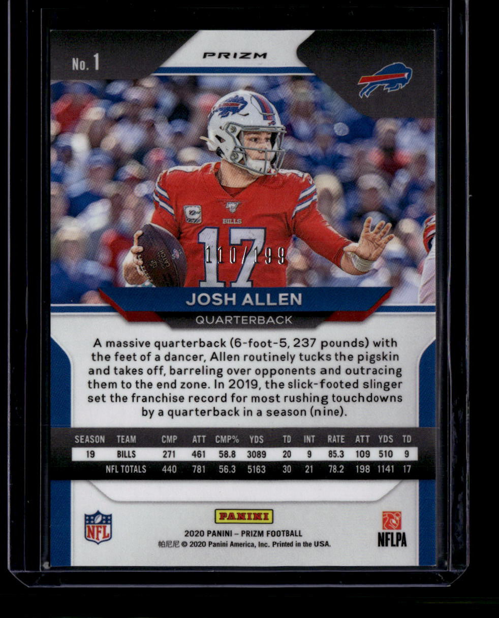 2020 Panini Prizm Prizms Blue Wave Refractor 1 Josh Allen 110/199