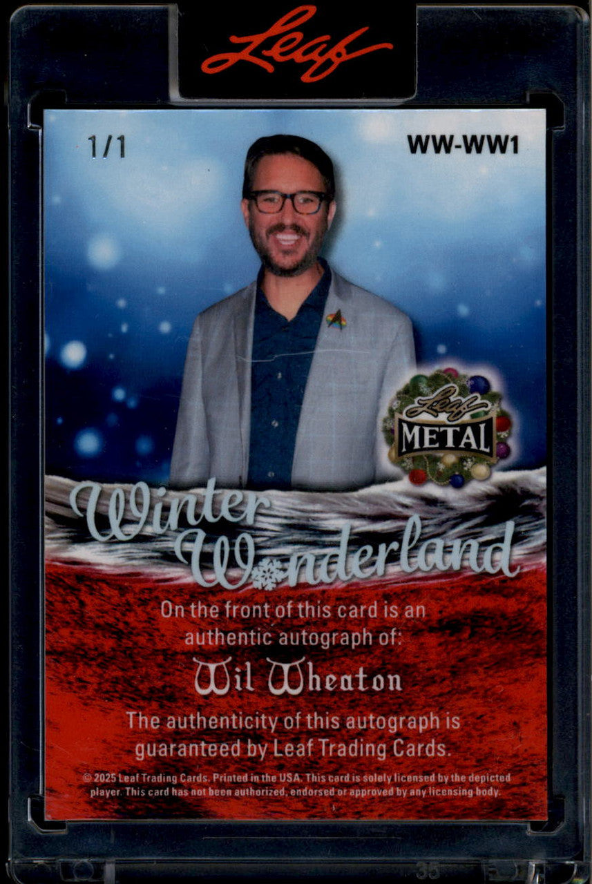 2025 Leaf Metal Happy Holidays Winter Wonderland Stockings Will Wheaton Auto 1/1
