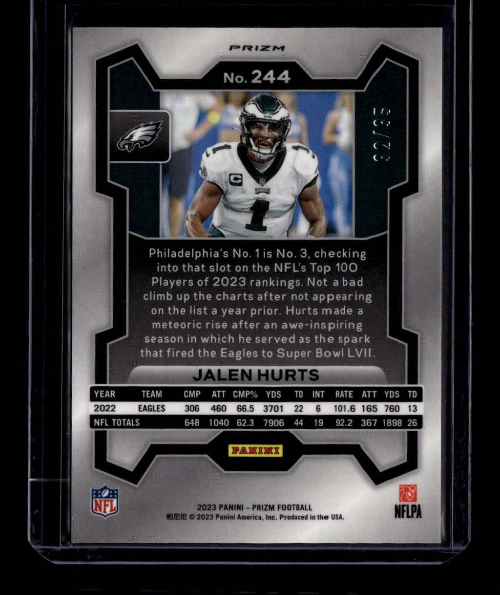 2023 Panini Prizm Prizms Red Shimmer Refractor 244 Jalen Hurts 32/35