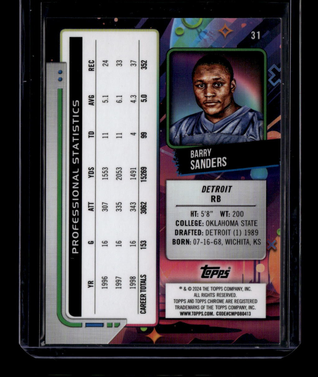 2024 Topps Cosmic Chrome Gold Interstellar Refractor 31 Barry Sanders 13/50