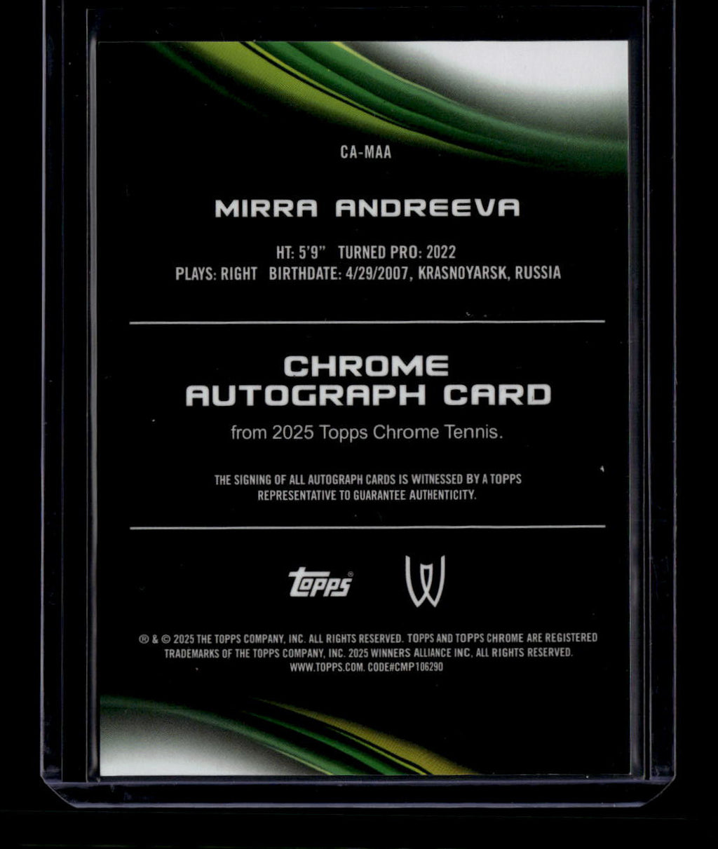 2025 Topps Chrome Autographs Gold Geometric Refractor Mirra Andreeva Auto 12/50