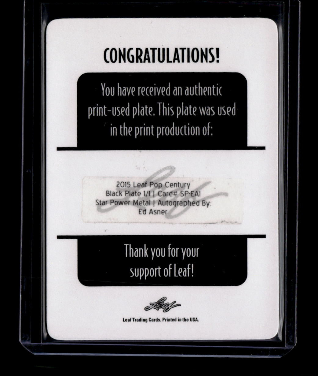 2015 Leaf Pop Century Star Power Metal Printing Plate spea1 Ed Asner Auto 1/1