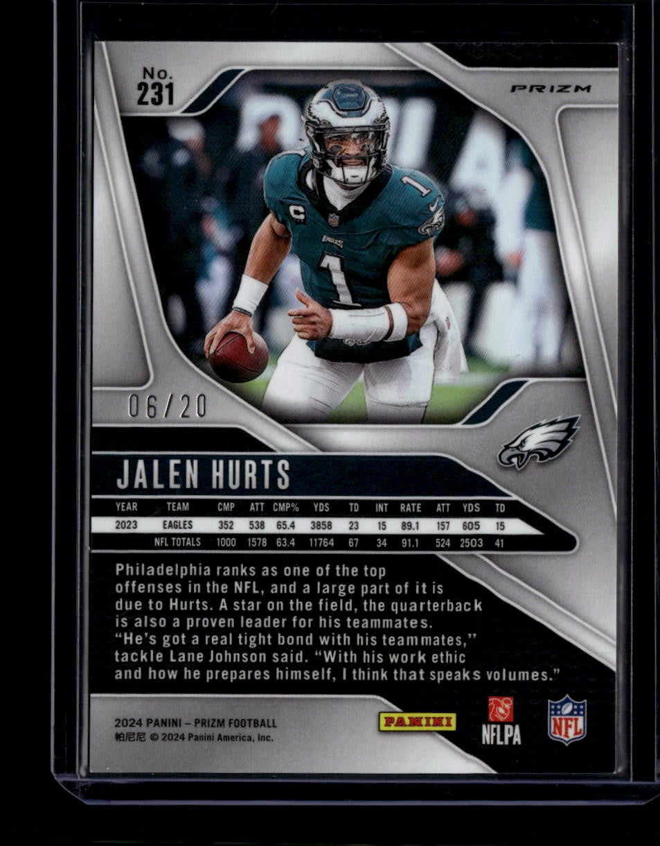 2024 Panini Prizm Prizms Choice Red Refractor 231 Jalen Hurts 6/20