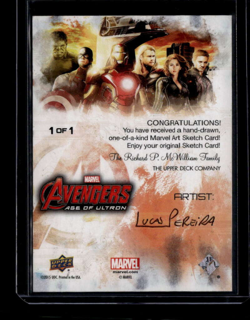 2015 Upper Deck Avengers Age of Ultron Lucas Pereira Captain America Sketch 1/1