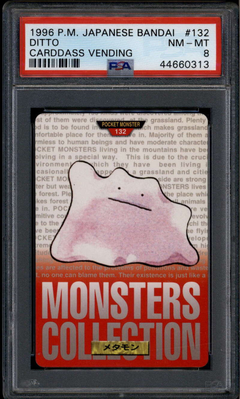SOLD 184965 1996 Bandai Carddass Pokemon Part 2 Red 132 Ditto PSA 8 NM-MT
