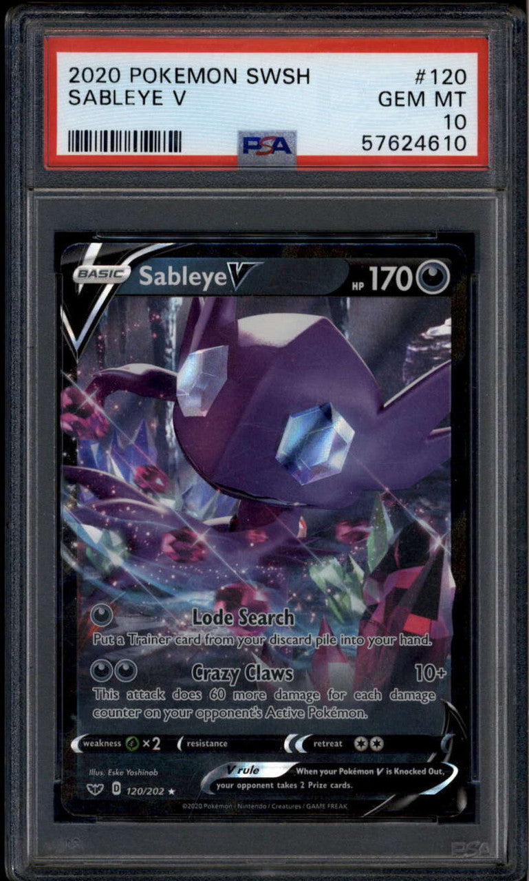 SOLD 184967 2020 Pokemon Sword and Shield 120 Sableye V UR Ultra Rare PSA 10 GEM MT