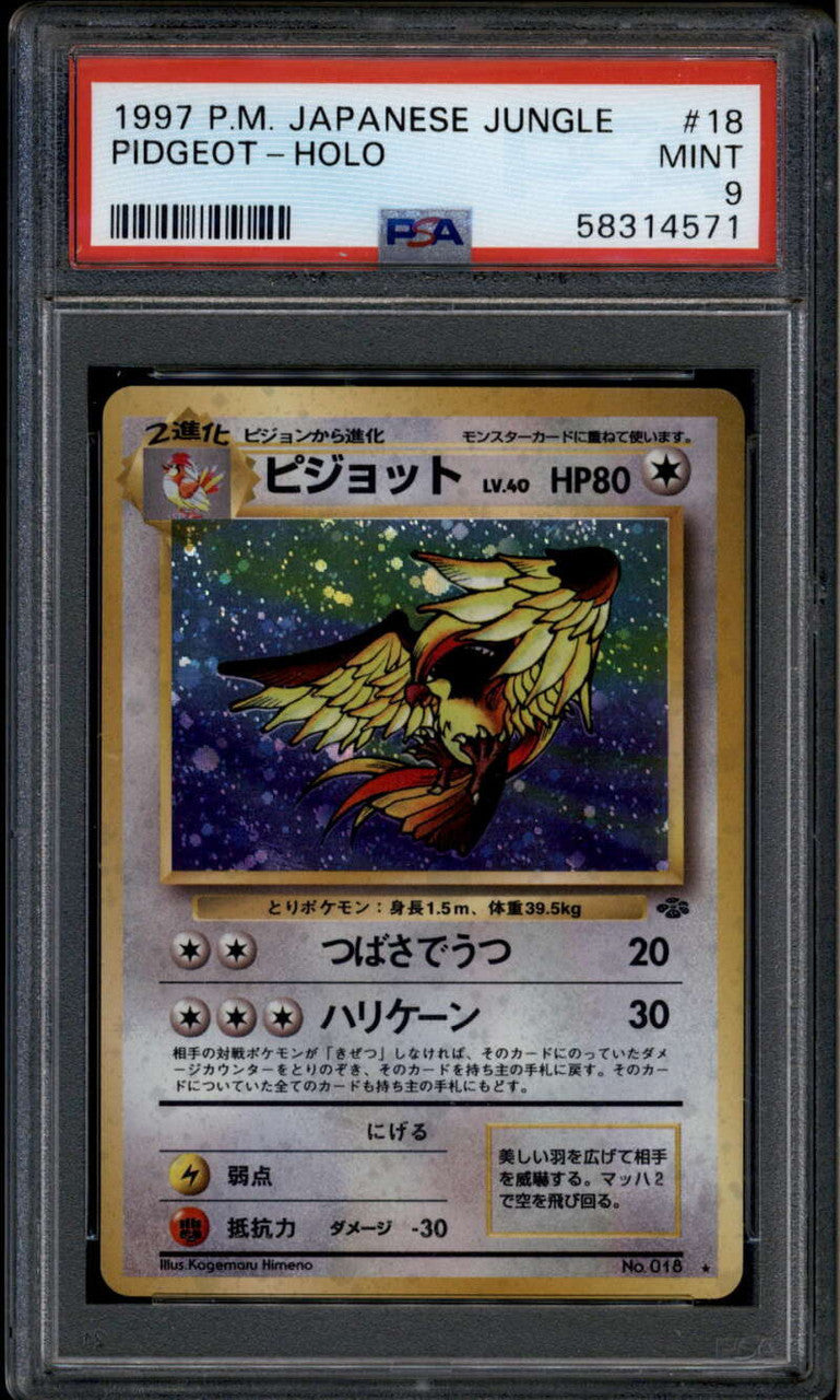 1997 Pokemon Jungle Japanese 018 Pidgeot HOLO R PSA 9 MINT