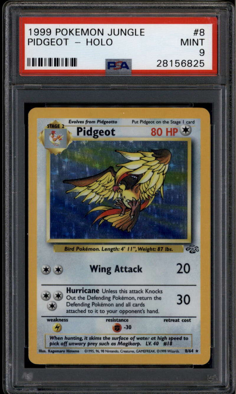 1999 Pokemon Jungle Unlimited 8 Pidgeot HOLO COR R Correct PSA 9 MINT