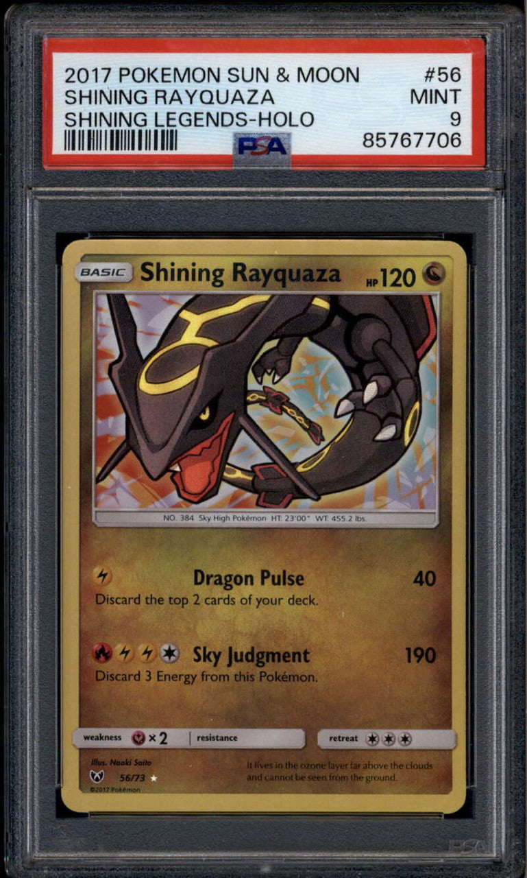 2017 Pokemon Sun and Moon Shining Legends 56 Shining Rayquaza HOLO R PSA 9 MINT