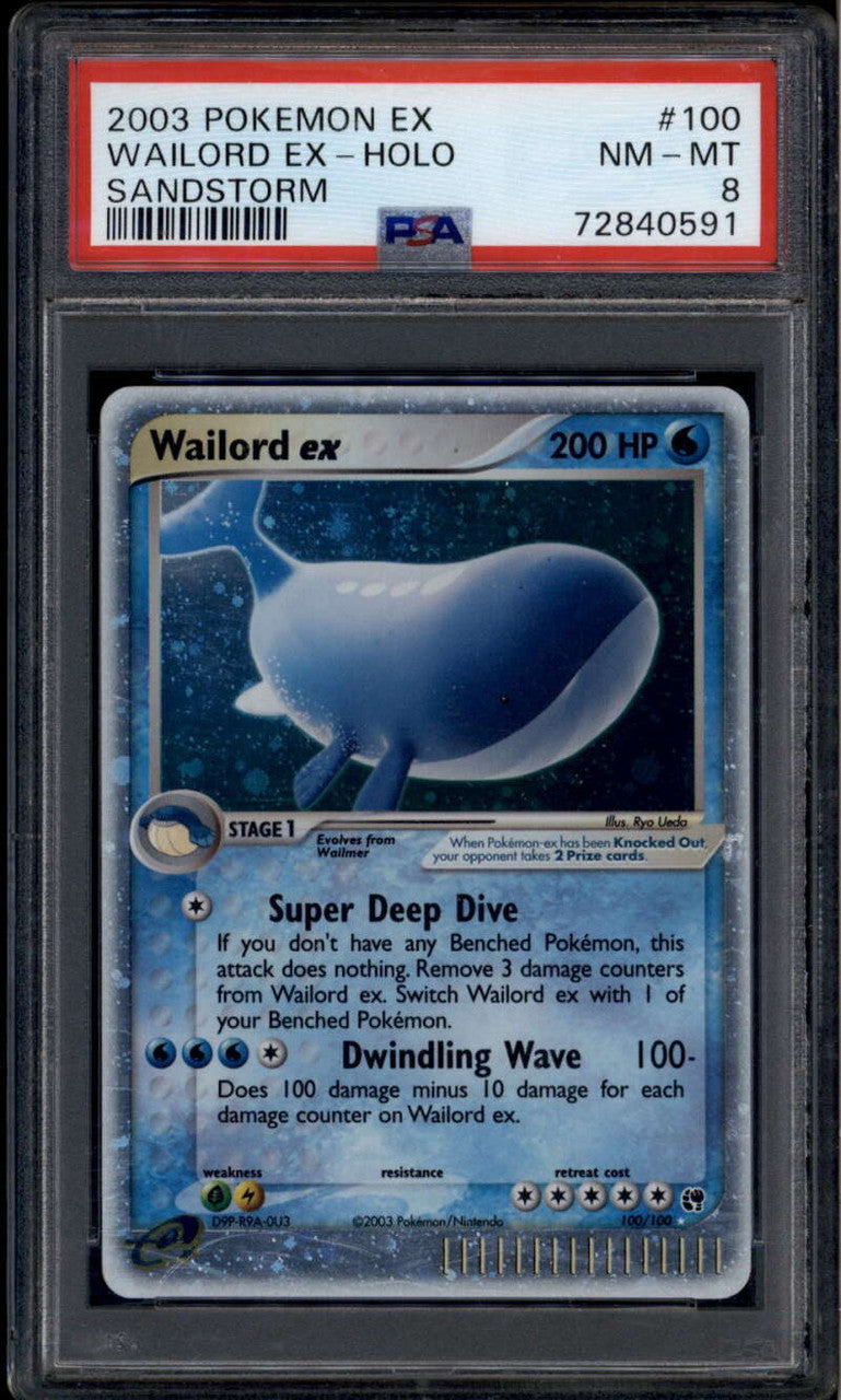SOLD 184981 2003 Pokemon Pokemon-e EX Sandstorm 100 Wailord EX HOLO R PSA 8 NM-MT