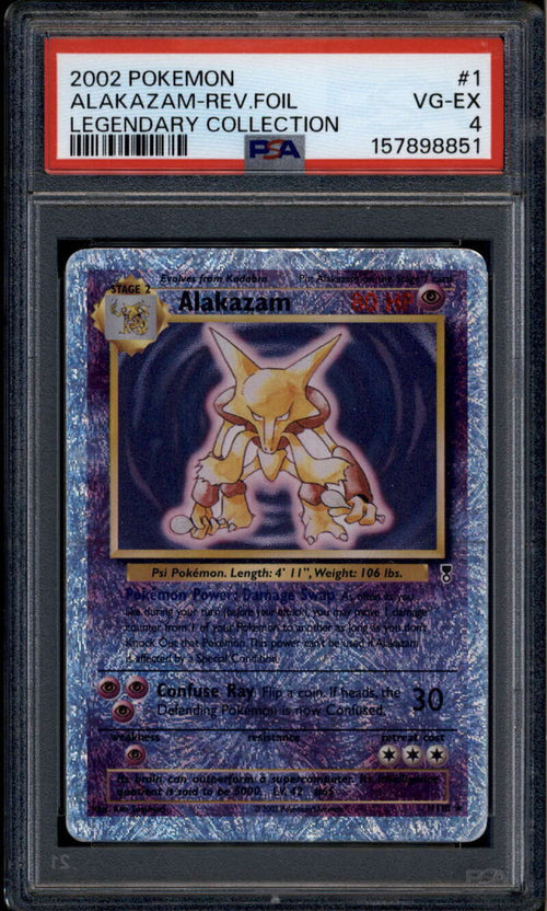 2002 Pokemon Legendary Collection Reverse Foil 1 Alakazam HOLO R PSA 4 VG-EX