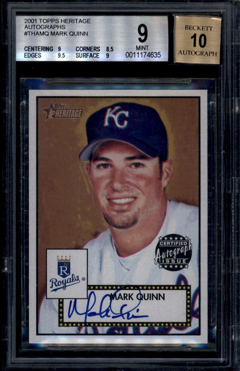 2001 Topps Heritage Autographs THAMQ Mark Quinn Auto BGS 9 MINT 10