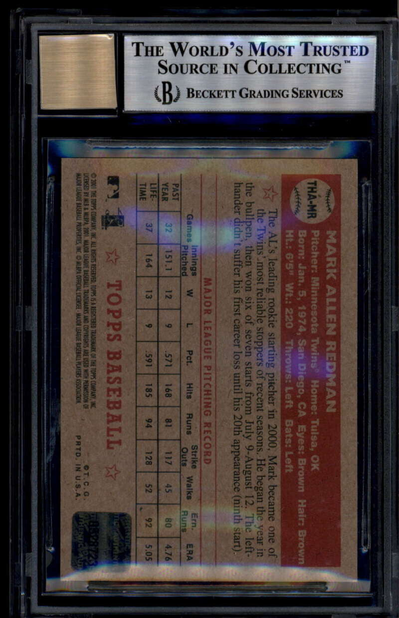 2001 Topps Heritage Autographs THAMR Mark Redman Auto BGS 9 MINT 10