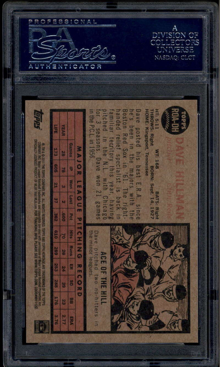 2011 Topps Heritage Real One Autographs DH Dave Hillman Auto PSA 8 NM-MT