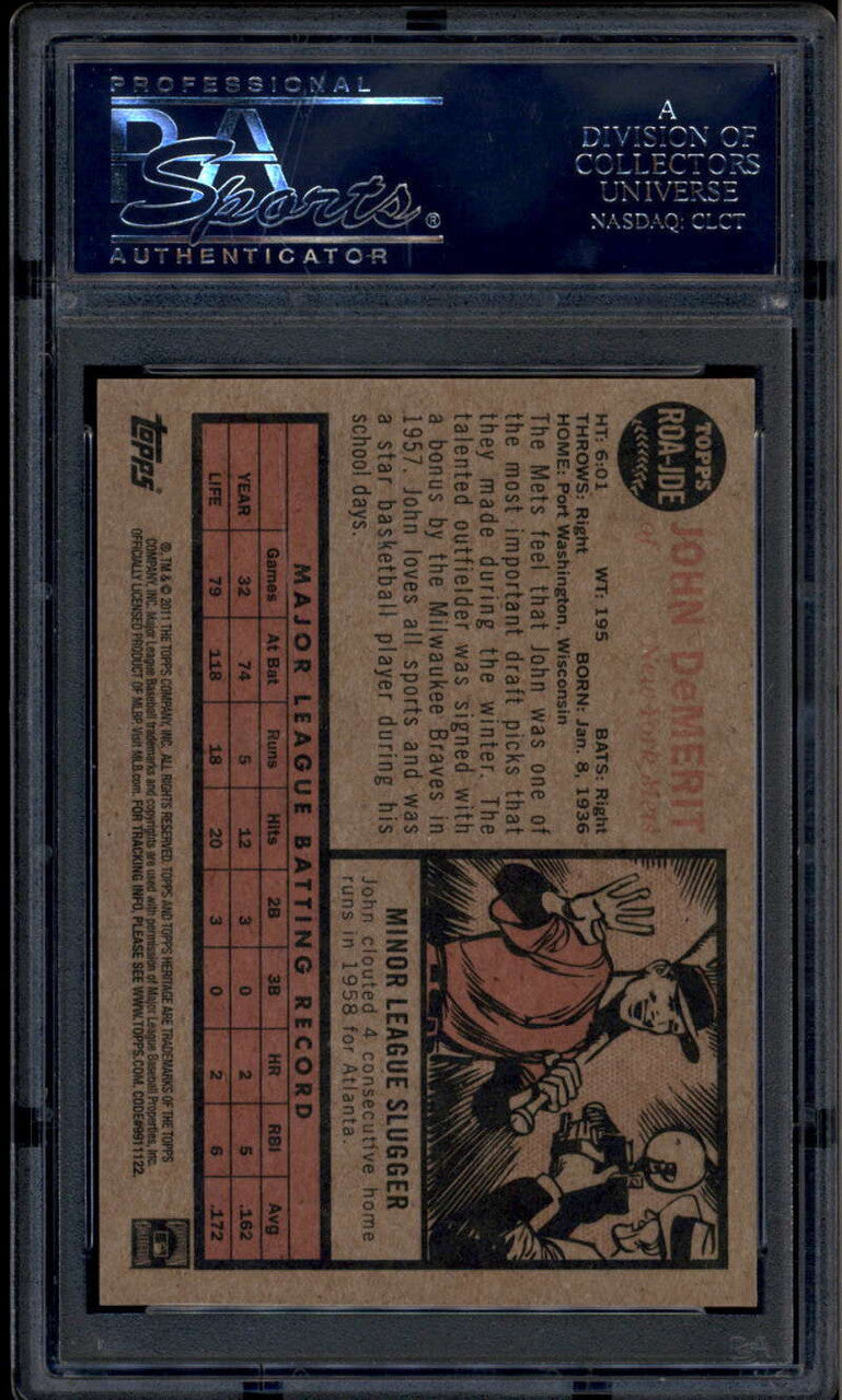2011 Topps Heritage Real One Autographs JDE John DeMerit Auto PSA 8 NM-MT