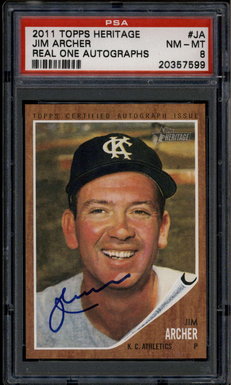 2011 Topps Heritage Real One Autographs JA Jim Archer Auto PSA 8 NM-MT