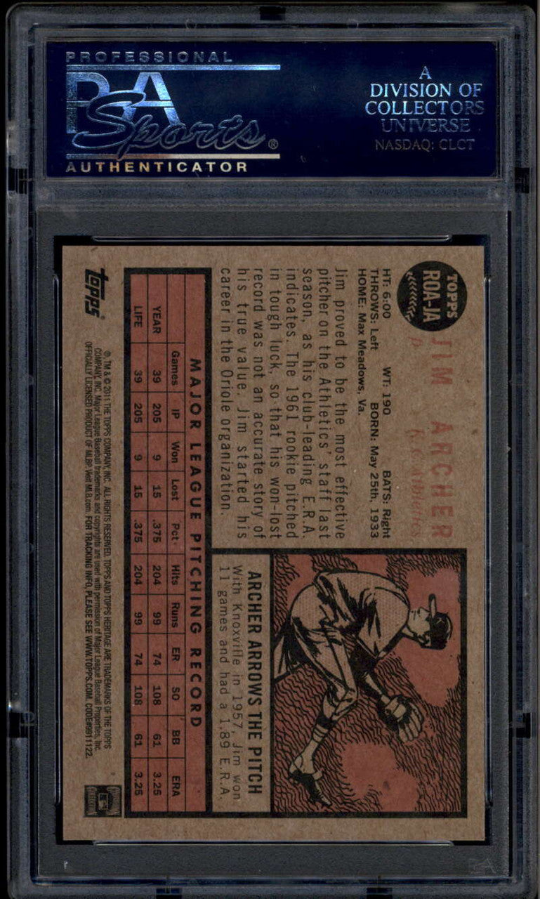 2011 Topps Heritage Real One Autographs JA Jim Archer Auto PSA 8 NM-MT