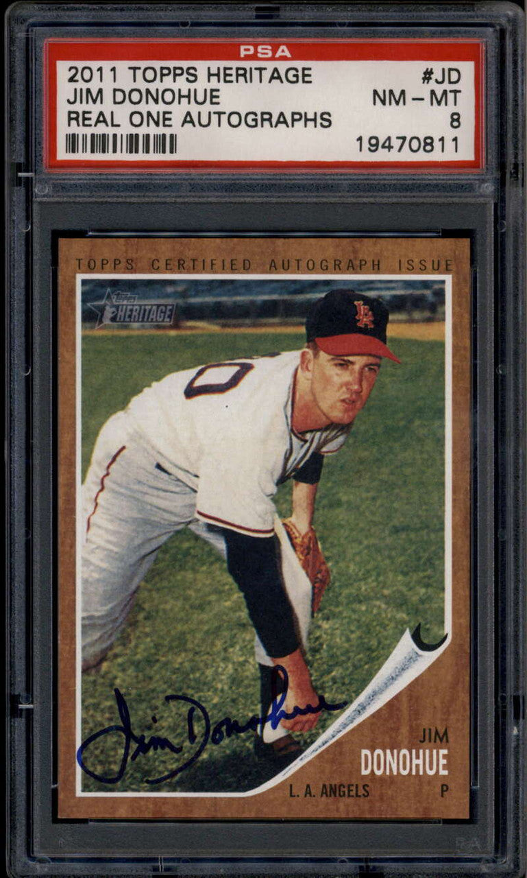 2011 Topps Heritage Real One Autogrpahs JD Jim Donohue Auto PSA 8 NM-MT