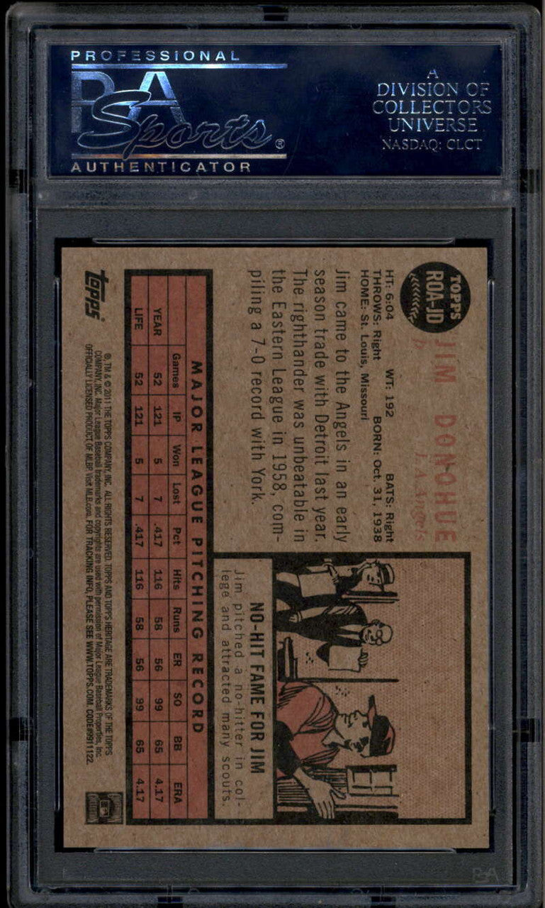 2011 Topps Heritage Real One Autogrpahs JD Jim Donohue Auto PSA 8 NM-MT