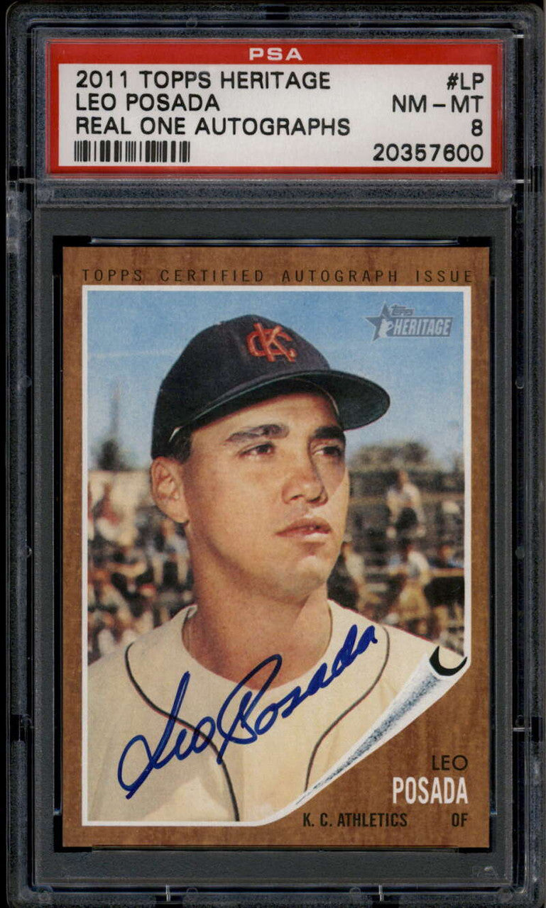 2011 Topps Heritage Real One Autographs LP Leo Posada Auto PSA 8 NM-MT