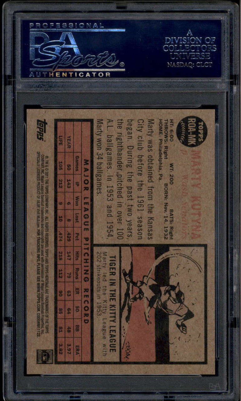 2011 Topps Heritage Real One Autographs MK Marty Kutyna Auto PSA 8 NM-MT