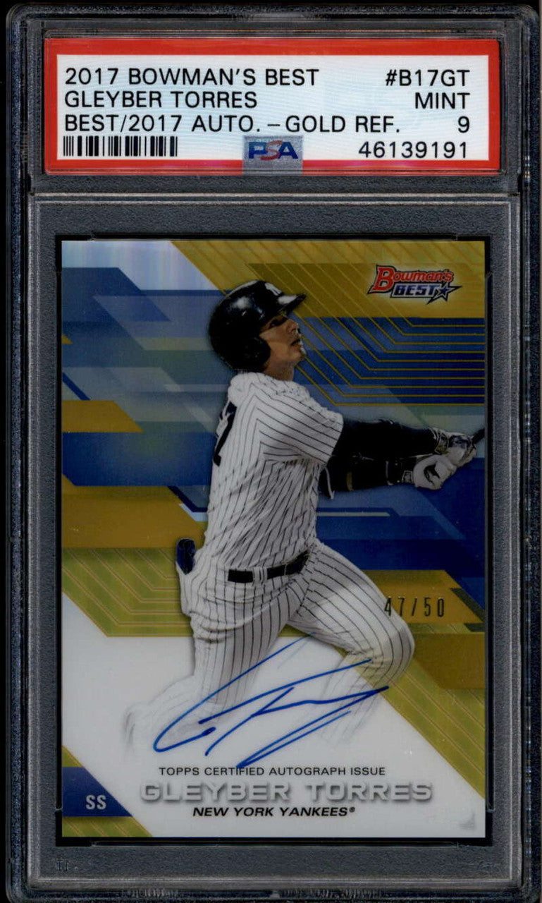 2017 Bowman's Best Autographs Gold Refractor Gleyber Torres RC Auto 47/50 PSA 9