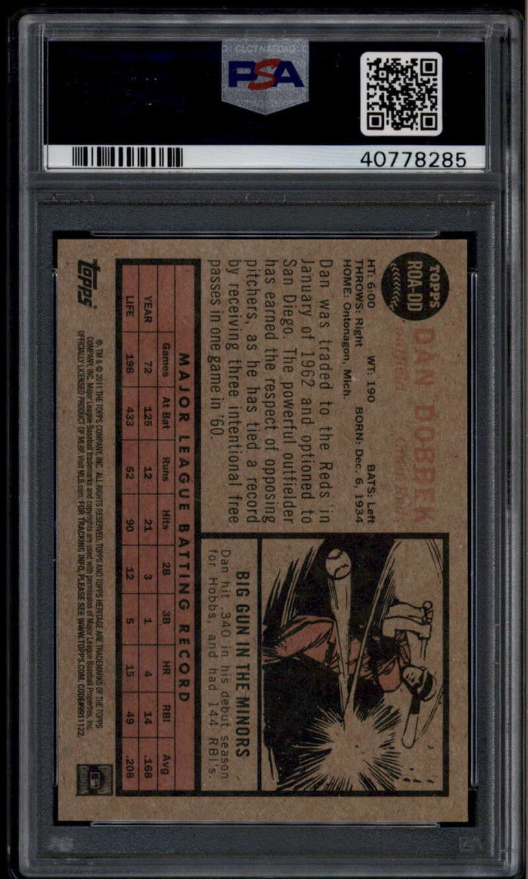 2011 Topps Heritage Real One Autographs DD Dan Dobbek Auto PSA 9 MINT