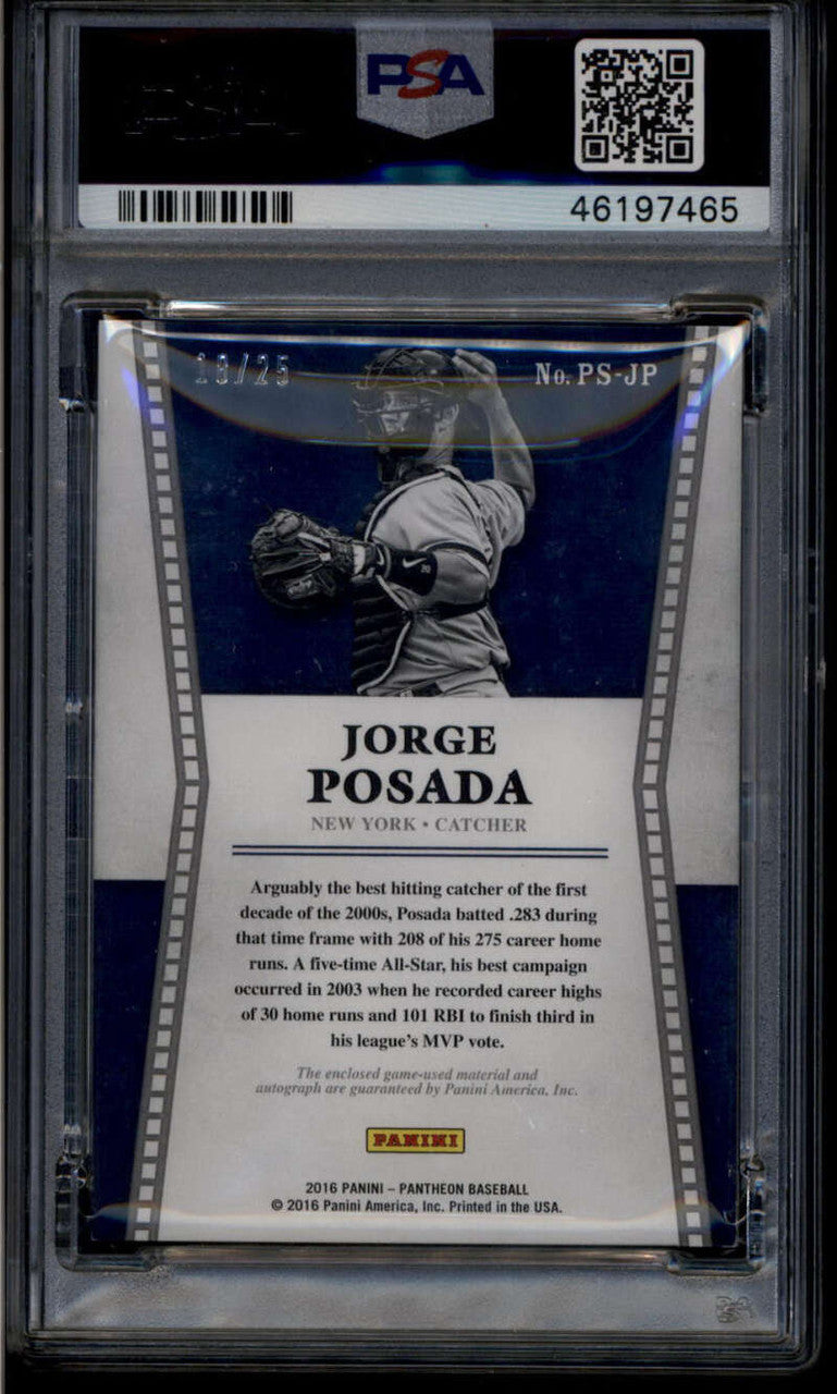 2016 Panini Pantheon Scripts Materials 34 Jorge Posada Bat Auto 18/25 PSA 7 NM