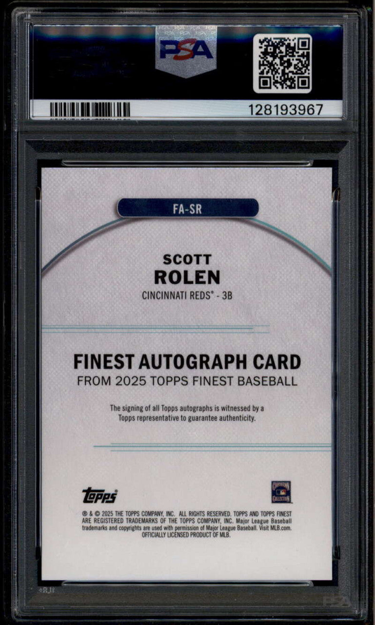 SOLD 185027 2025 Finest Autographs Purple Refractor FASR Scott Rolen Auto 29/125 PSA 10 GEM