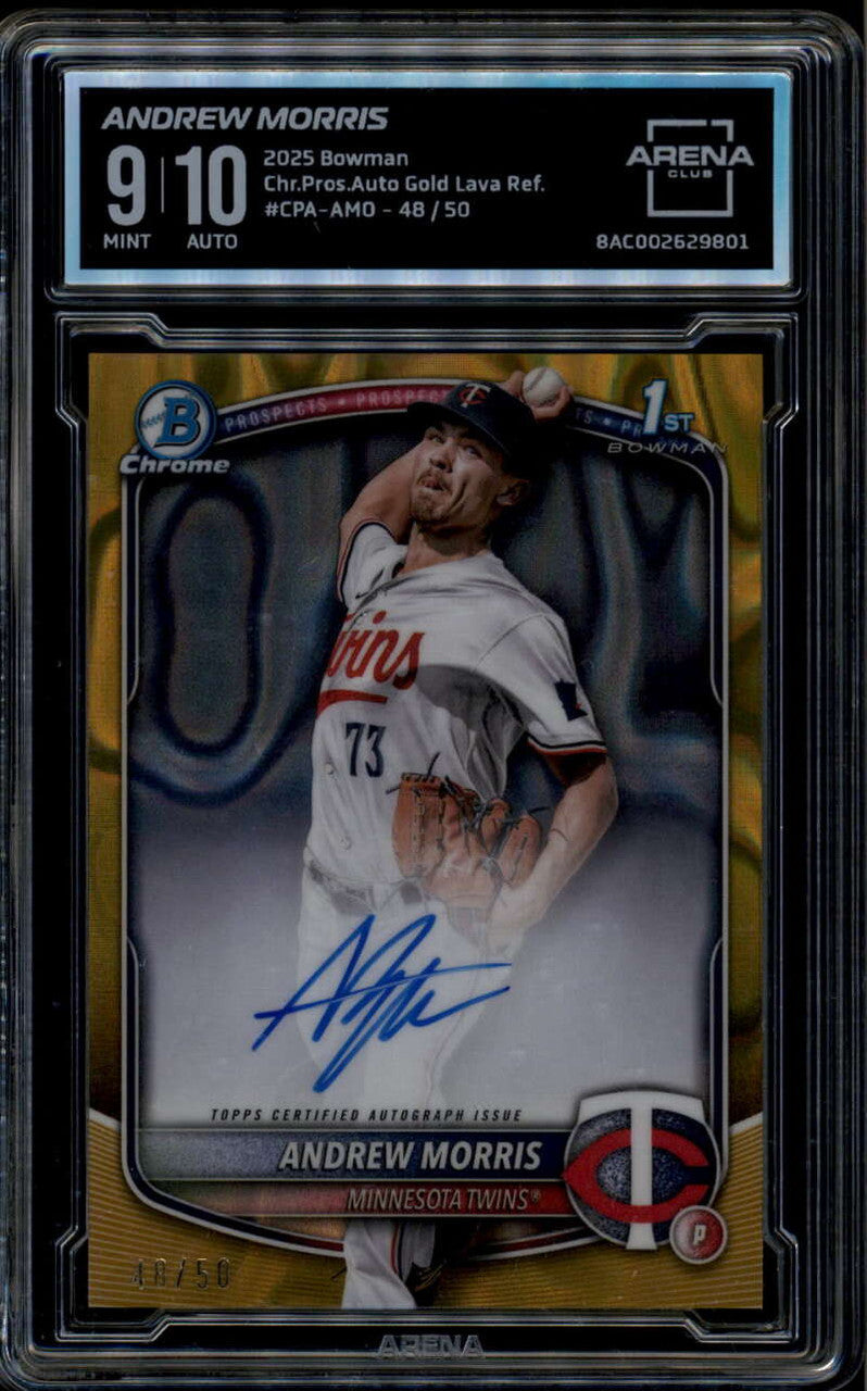2025 Bowman Chrome Autograph Gold Refractor Andrew Morris RC Auto 48/50 ARENA 9