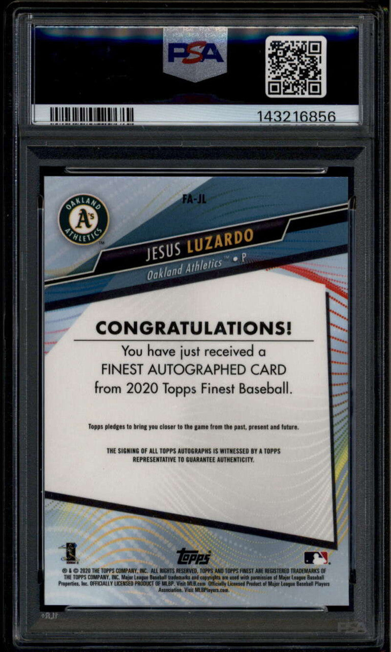 SOLD 185041 2020 Finest Autographs Green Refractor Jesus Luzardo Rookie RC Auto 84/99 PSA 10
