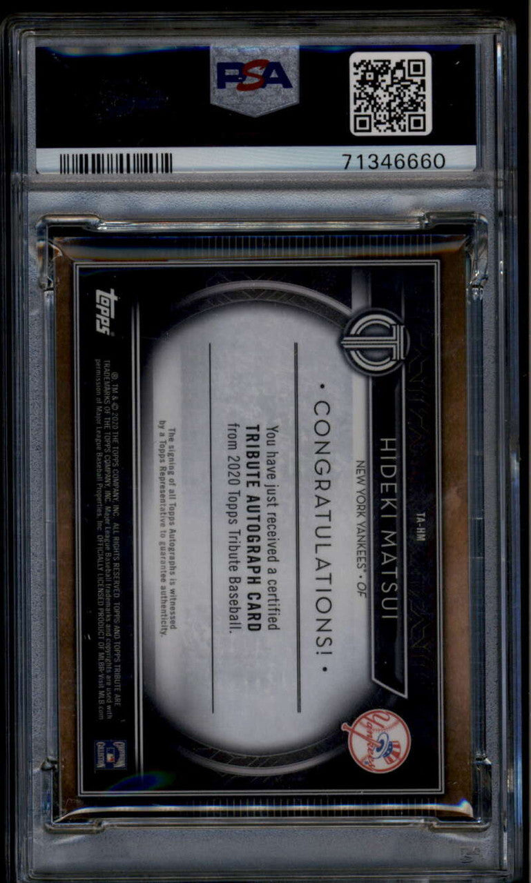 SOLD 185049 2020 Topps Tribute Autographs TAHM Hideki Matsui Auto 20/40 PSA 8 NM-MT