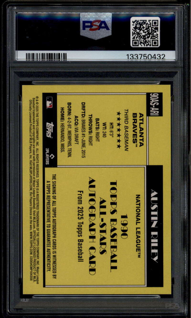 2025 Topps '90 Topps All Star Autographs 90asari Austin Riley Auto PSA 9 MINT